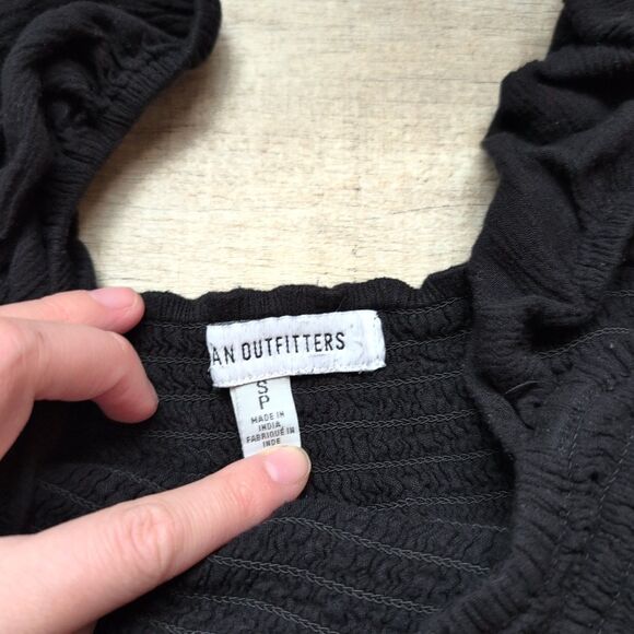 Urban Outfitters Uo Nova Smocked Jumpsuit Dress Black Wide Legs Ruched S *Flaw - Picture 5 of 10